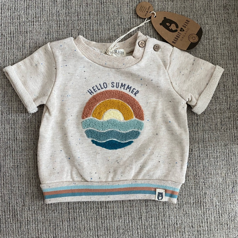 NWT Rabbit + Bear Beige 'Hello Summer' Kids Tee
